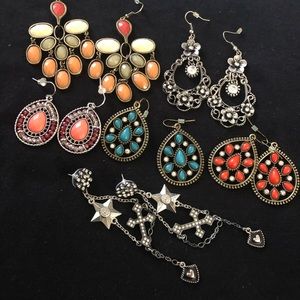 6 pair of earrings various colors